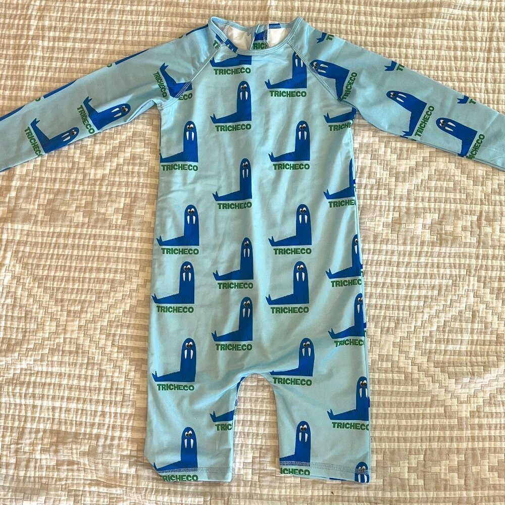 Hugo Loves Tiki Blue Walrus Full Length Rash Guard, Kids Size 8T